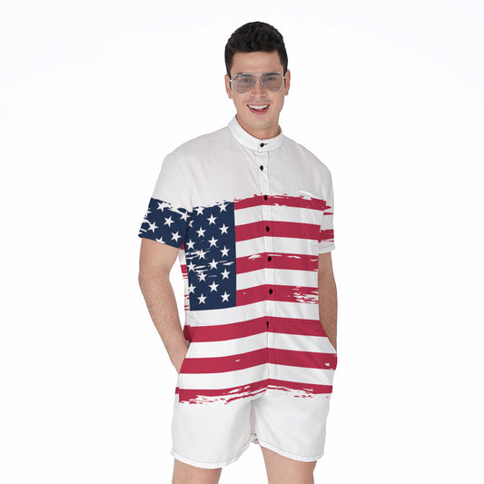 Grunge Flag Of USA Print Men's Rompers