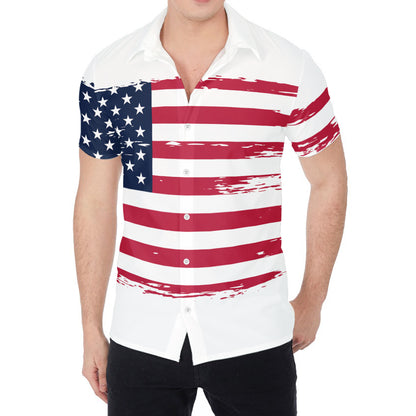 Grunge Flag Of USA Print Men's Shirt