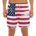 Grunge Flag Of USA Print Men's Split Running Shorts