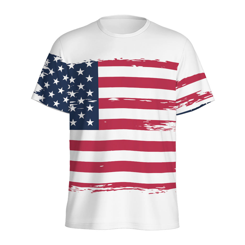 Grunge Flag Of USA Print Men's Sports T-Shirt