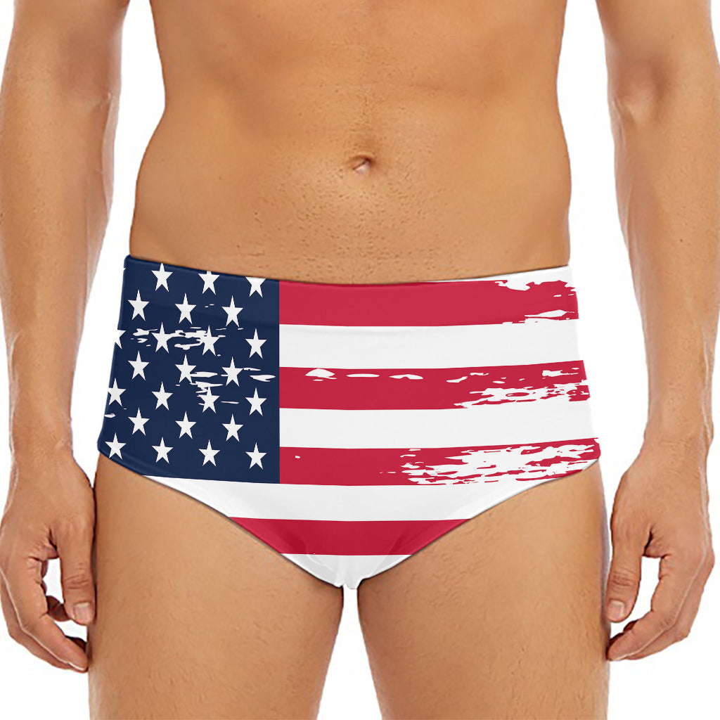 Grunge Flag Of USA Print Men's Triangle Swim Briefs
