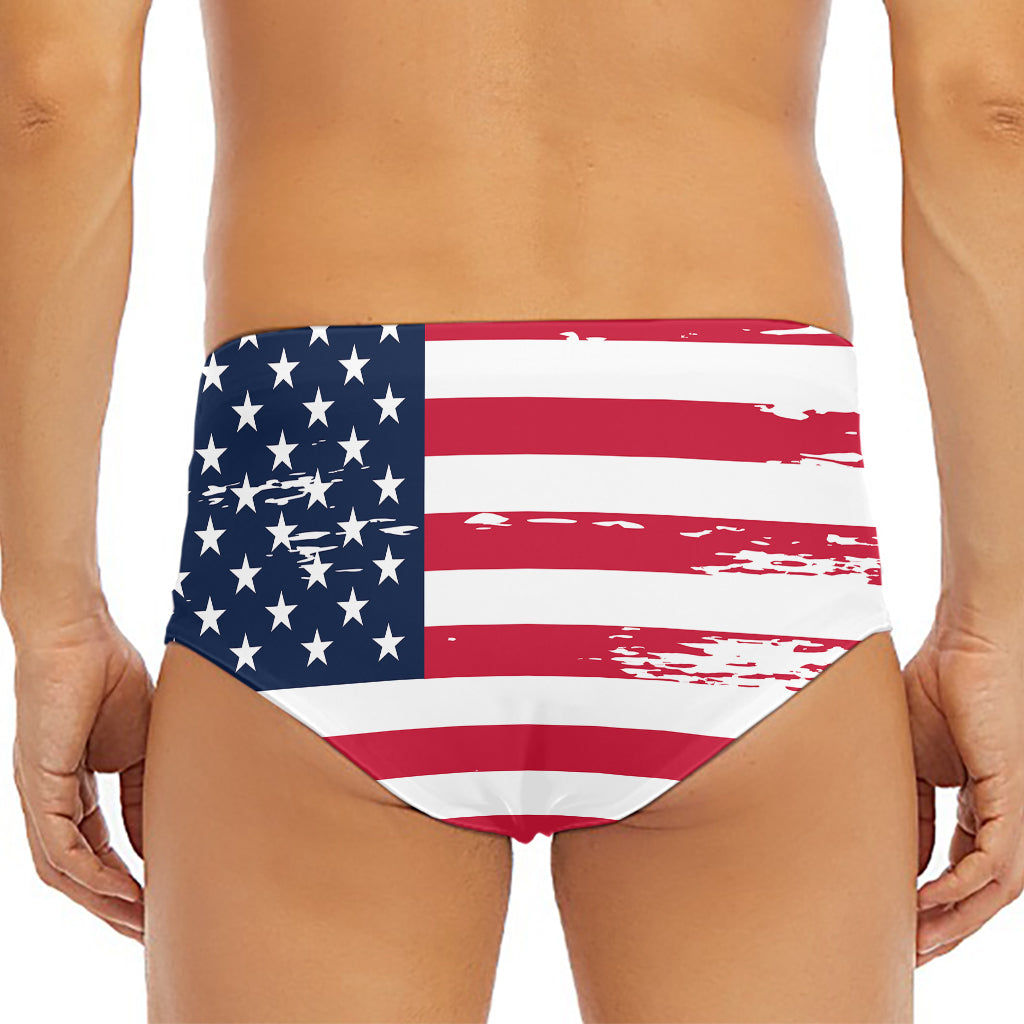 Grunge Flag Of USA Print Men's Triangle Swim Briefs