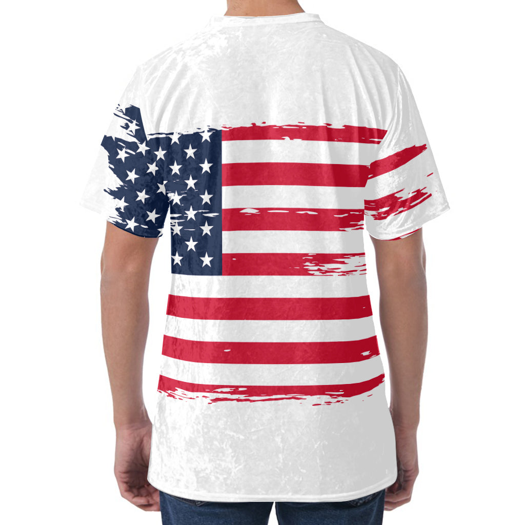 Grunge Flag Of USA Print Men's Velvet T-Shirt