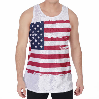 Grunge Flag Of USA Print Men's Velvet Tank Top