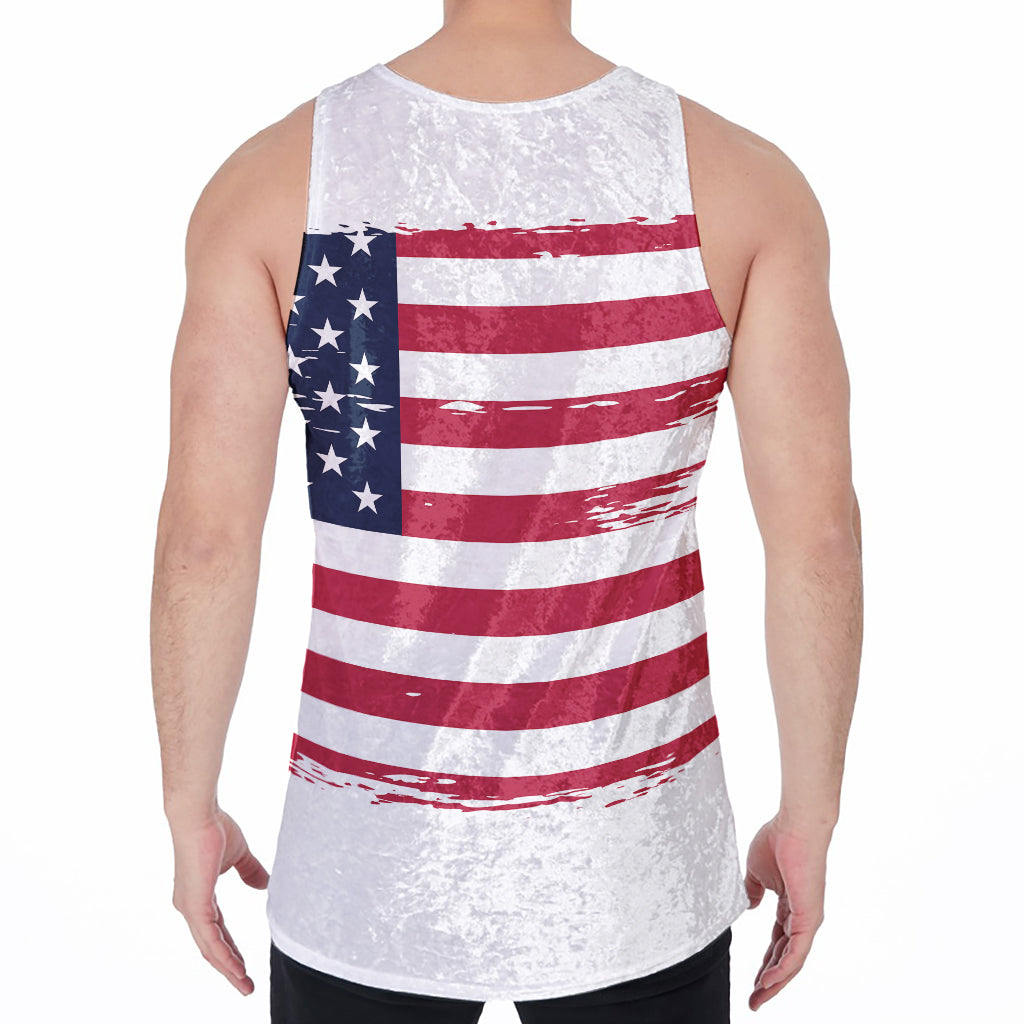 Grunge Flag Of USA Print Men's Velvet Tank Top