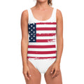 Grunge Flag Of USA Print One Piece Swimsuit