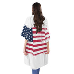 Grunge Flag Of USA Print Open Front Beach Cover Up