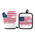 Grunge Flag Of USA Print Oven Mitt And Pot Holder Set
