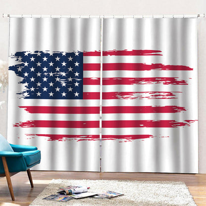 Grunge Flag Of USA Print Pencil Pleat Curtains