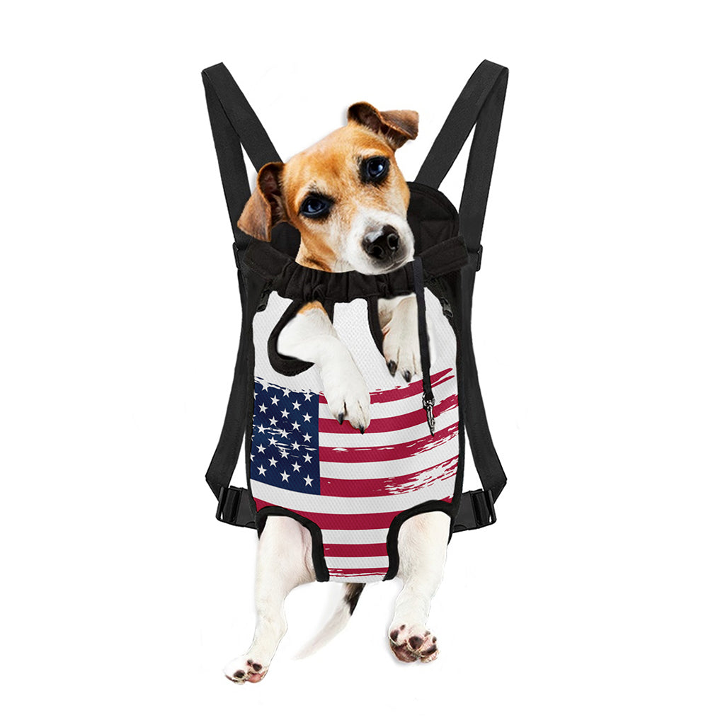 Grunge Flag Of USA Print Pet Carrier Backpack