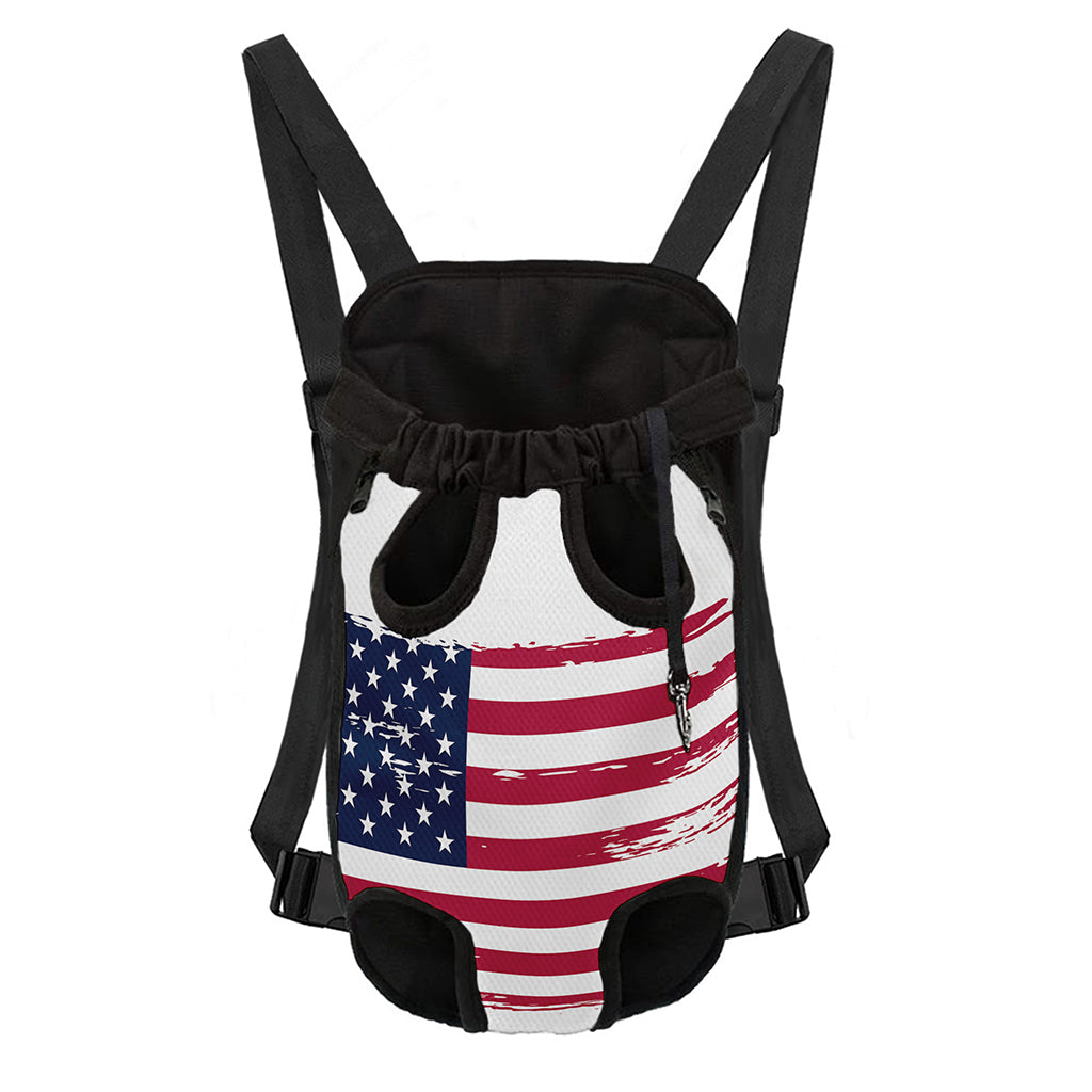 Grunge Flag Of USA Print Pet Carrier Backpack