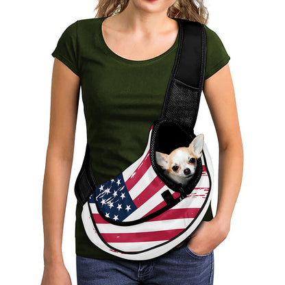 Grunge Flag Of USA Print Pet Sling Carrier