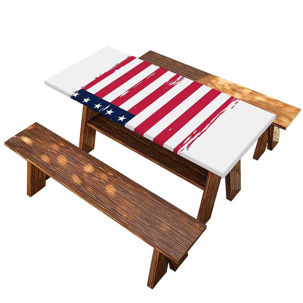 Grunge Flag Of USA Print Picnic Table Cover