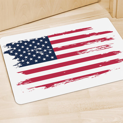 Grunge Flag Of USA Print Polyester Doormat