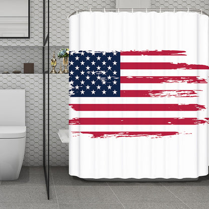 Grunge Flag Of USA Print Polyester Shower Curtain