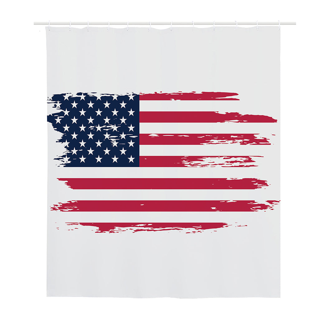 Grunge Flag Of USA Print Polyester Shower Curtain