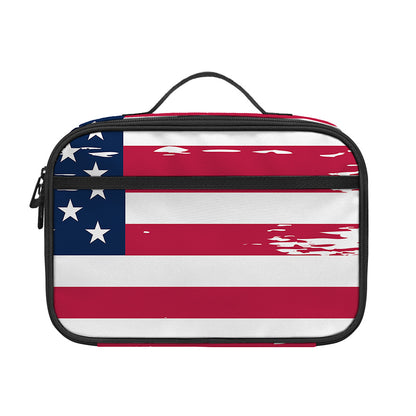 Grunge Flag Of USA Print Portable Lunch Bag
