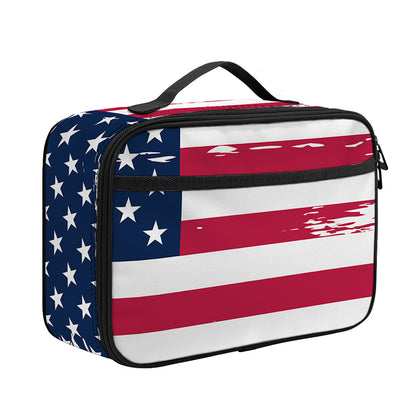 Grunge Flag Of USA Print Portable Lunch Bag