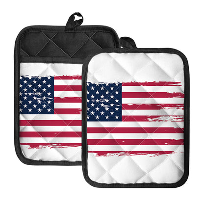 Grunge Flag Of USA Print Pot Holders With Pocket