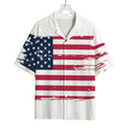 Grunge Flag Of USA Print Rayon Hawaiian Shirt