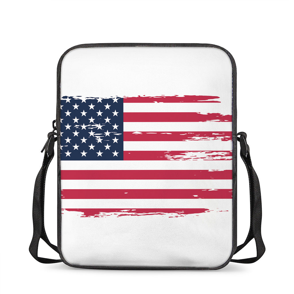 Grunge Flag Of USA Print Rectangular Crossbody Bag