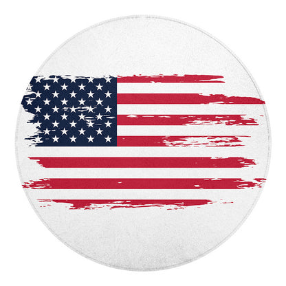 Grunge Flag Of USA Print Round Blanket