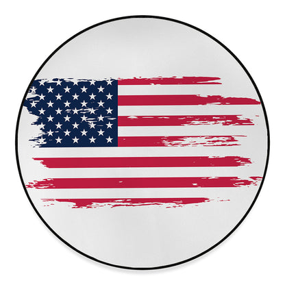 Grunge Flag Of USA Print Round Floor Mat