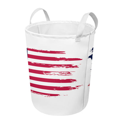 Grunge Flag Of USA Print Round Laundry Basket
