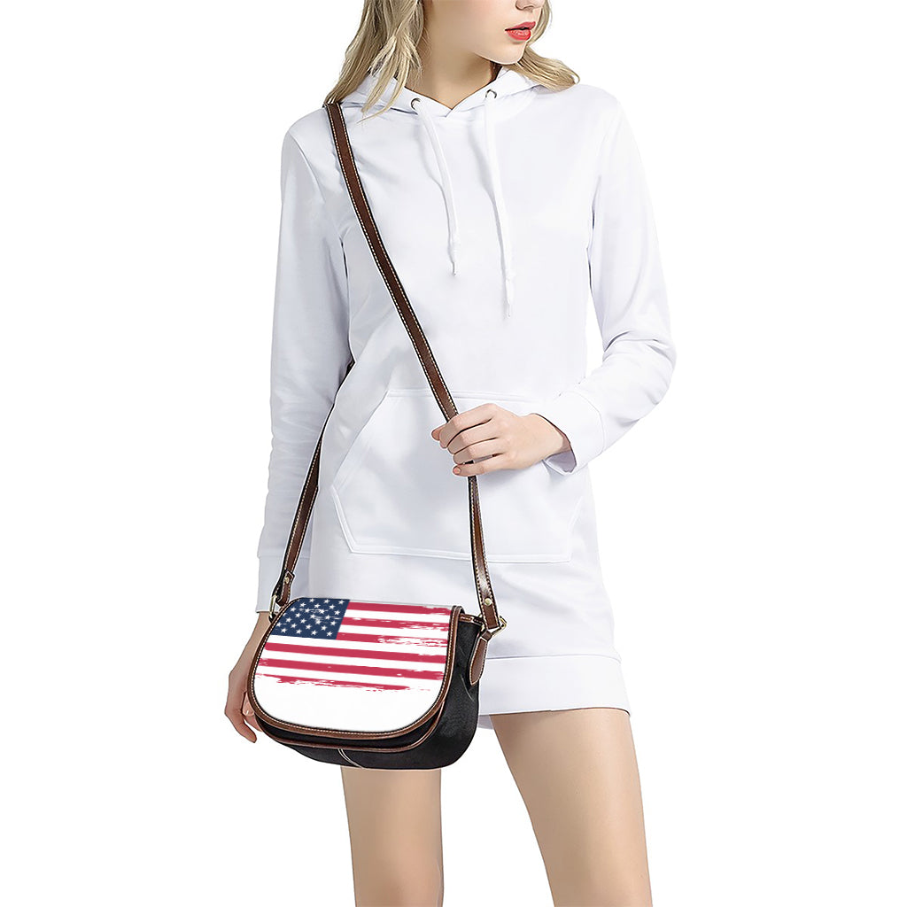 Grunge Flag Of USA Print Saddle Bag