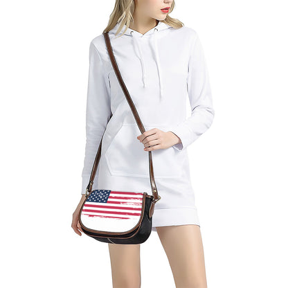 Grunge Flag Of USA Print Saddle Bag