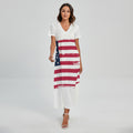 Grunge Flag Of USA Print Short Sleeve Maxi Dress