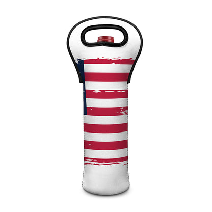 Grunge Flag Of USA Print Single Neoprene Wine Tote