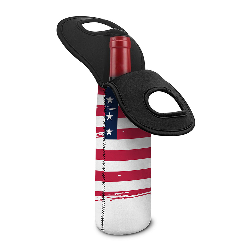 Grunge Flag Of USA Print Single Neoprene Wine Tote