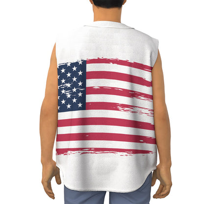 Grunge Flag Of USA Print Sleeveless Baseball Jersey