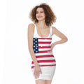 Grunge Flag Of USA Print Sleeveless Bodycon Dress