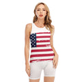 Grunge Flag Of USA Print Sleeveless One Piece Swimsuit