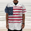 Grunge Flag Of USA Print Textured Short Sleeve Shirt