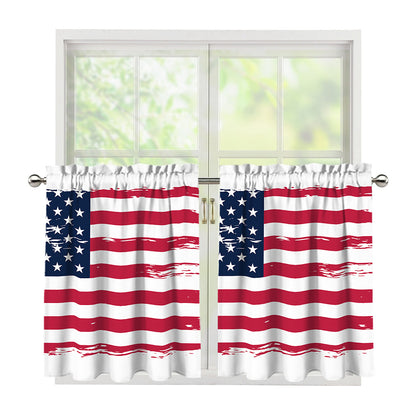 Grunge Flag Of USA Print Tier Curtains