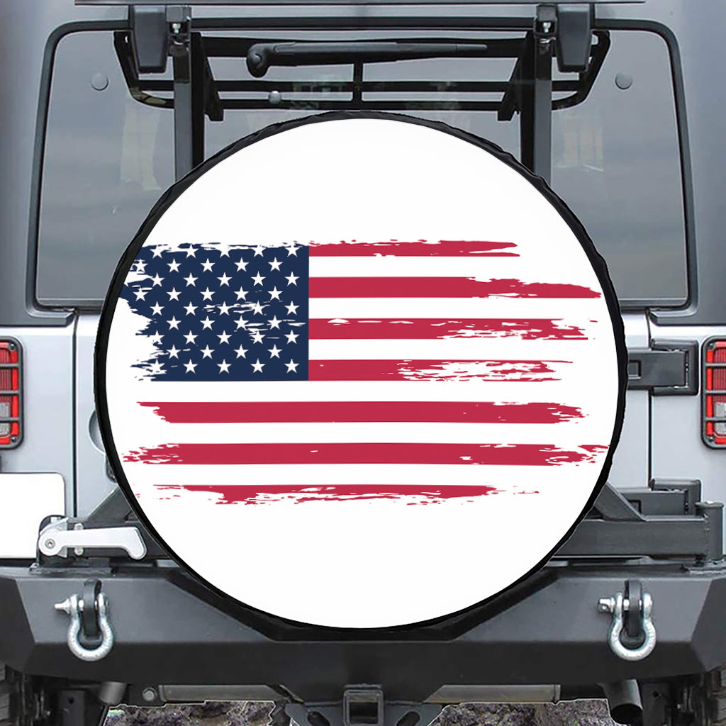 Grunge Flag Of USA Print Tire Cover
