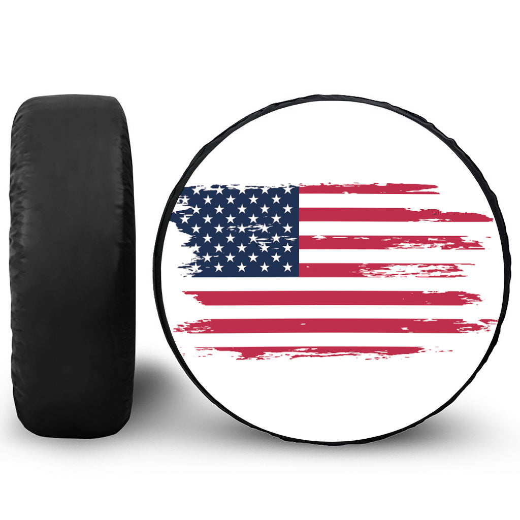 Grunge Flag Of USA Print Tire Cover