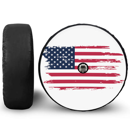 Grunge Flag Of USA Print Tire Cover With Camera Hole