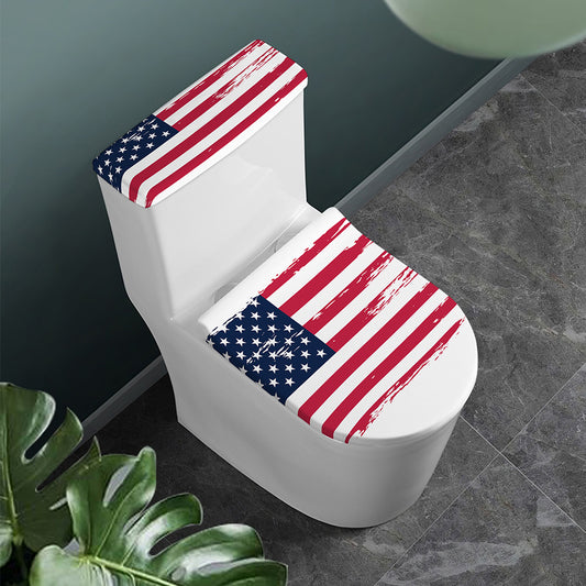 Grunge Flag Of USA Print Toilet Lid And Tank Cover Set