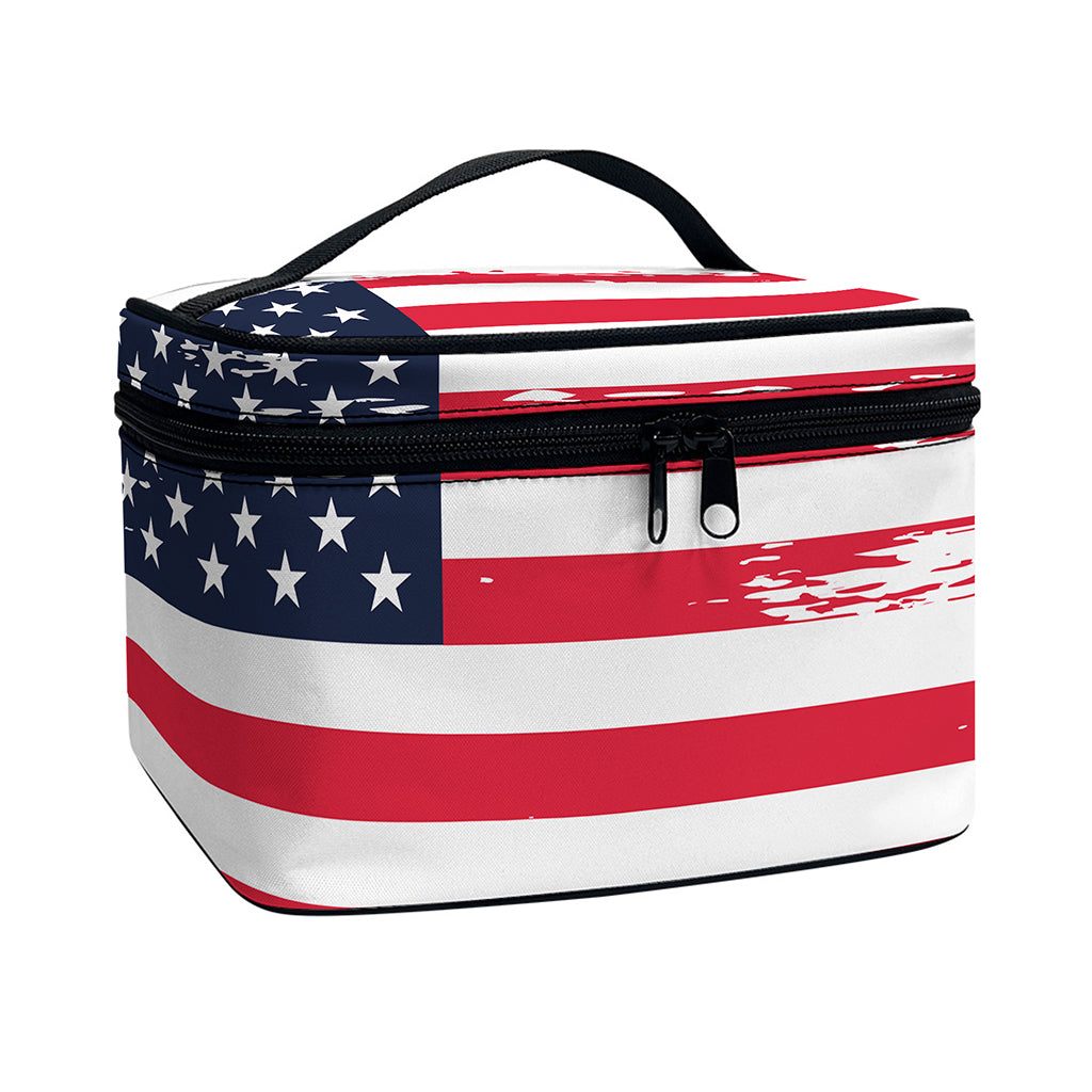 Grunge Flag Of USA Print Travel Makeup Bag