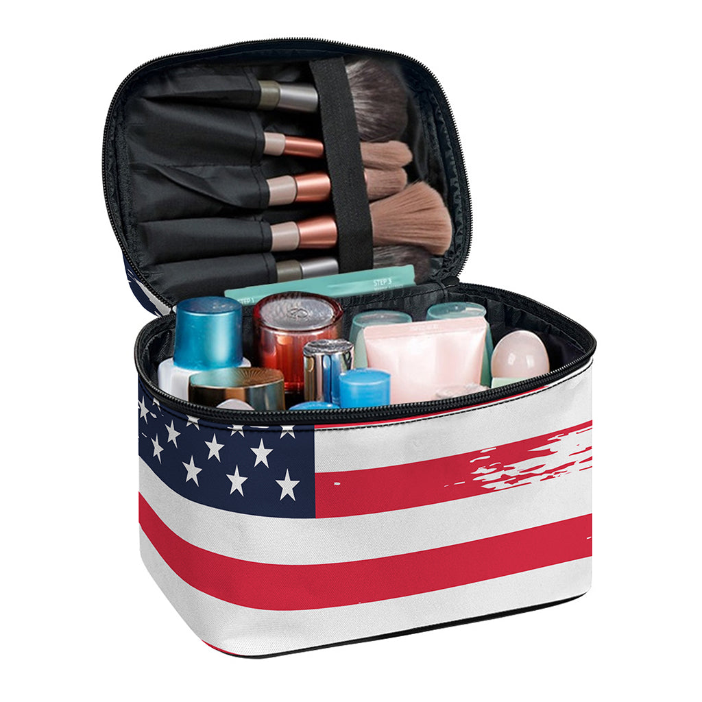 Grunge Flag Of USA Print Travel Makeup Bag