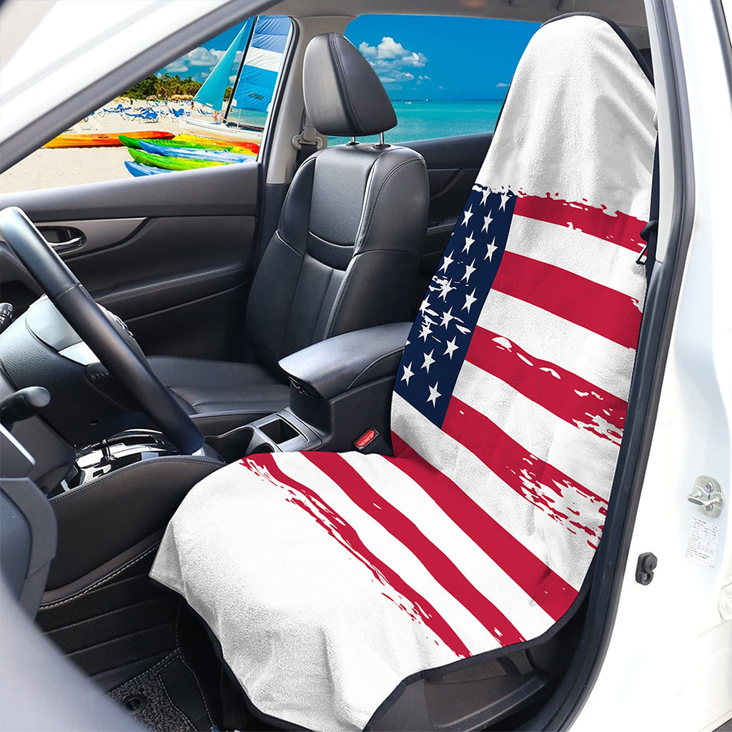 Grunge Flag Of USA Print Waterproof Car Seat Cover