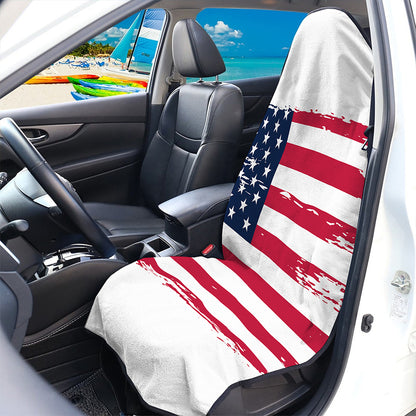 Grunge Flag Of USA Print Waterproof Car Seat Cover