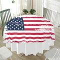 Grunge Flag Of USA Print Waterproof Round Tablecloth