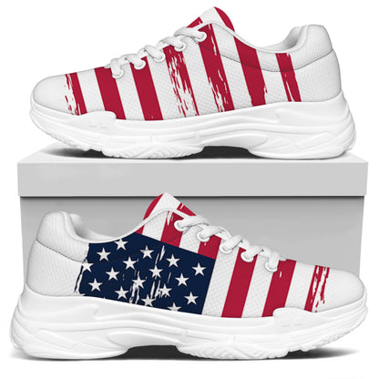 Grunge Flag Of USA Print White Chunky Shoes