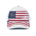 Grunge Flag Of USA Print White Mesh Trucker Hat