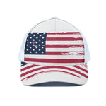 Grunge Flag Of USA Print White Mesh Trucker Cap